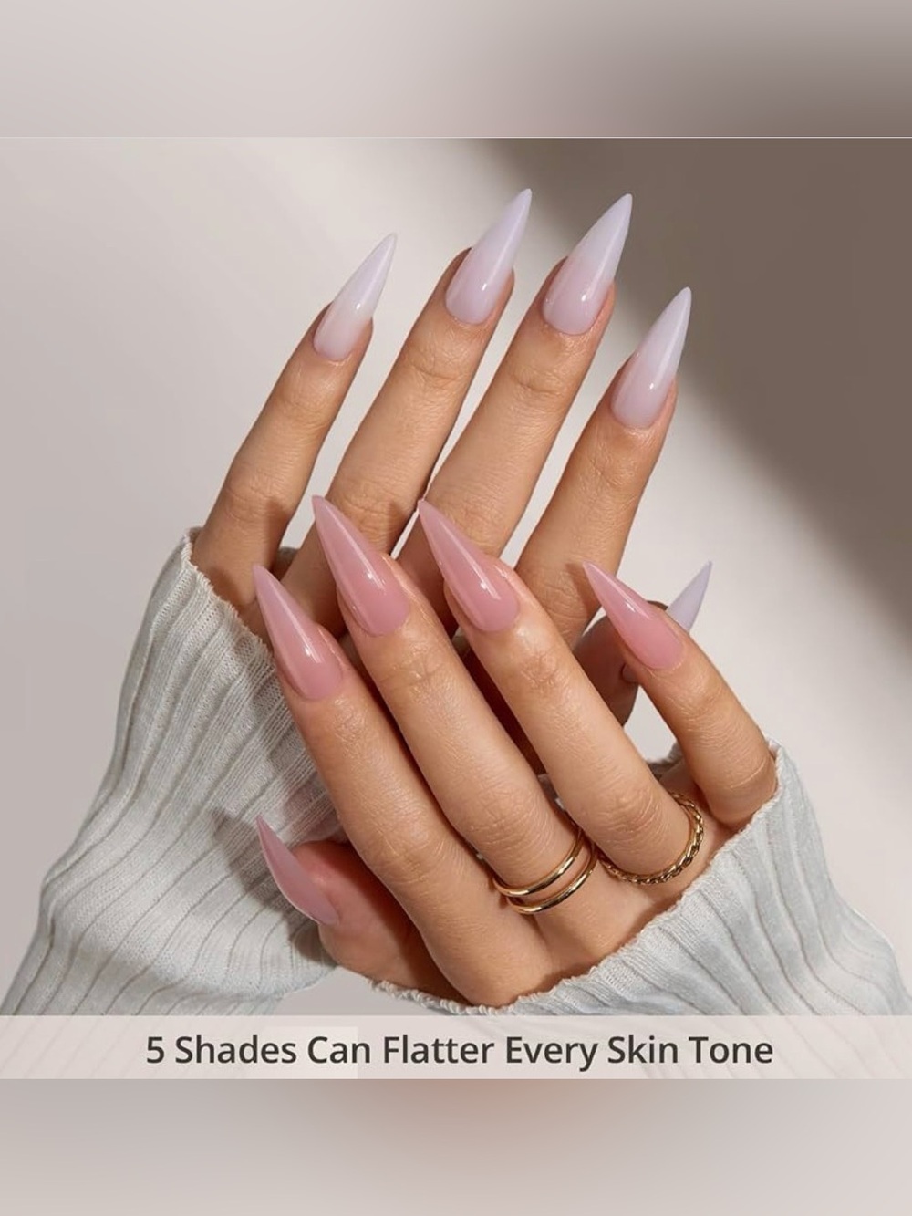 Set of 5 XCOATTIPS Bare 5Shades Nude Press on Nails 160 Fake Nails Easy to Apply - Picture 5 of 9